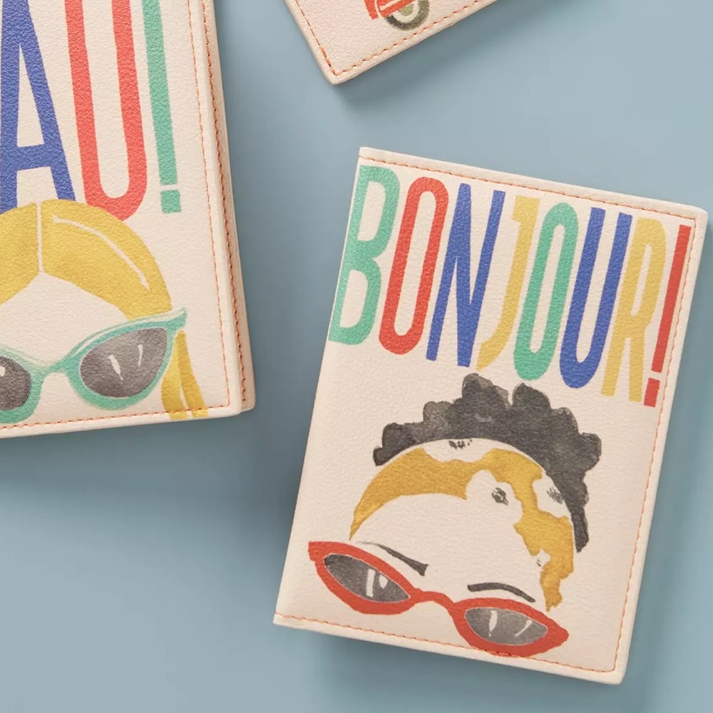 ANTHROPOLOGIE NWT Bonjour Passport Holder • Bifold PU Leather • Colorful - Picture 10 of 11